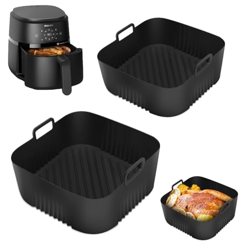 Vasmeiy Molde Silicona Freidora De Aire, 2 Piezas Forro De Silicona Para Freidora De Aire, Accesorios Freidora De Aire, Molde De Silicona Compatible Con Philips Essential 4,1L (Hd9252, Hd9200, Hd9255)