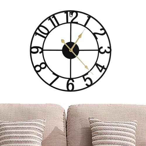 Metal Wall Clock - Metal Big Clocks 16inch | Wrought Iron Analog Clock Clock with Arabic Numerals for Home Decor, Kitchen Decor