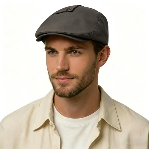 Image of ZLYC Men Cotton Flat Cap Summer Scally Ivy Gatsby Newsboy Beret Driver Cabbie Hunting Hat