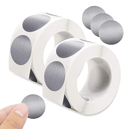 Modixun Lot de 600 autocollants ronds argentés à gratter de 2,5 cm, étiquettes autocollantes pour cartes à gratter, 2 rouleaux Cover