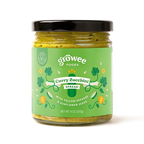 Growee Foods Plant-Based Curry Zucchini Spread & Dip, Gluten-Free, All Natural, Plant-Based, Non-Gmo, Nut-Free Thick And Creamy Vegan Spread, Veggie Dip, Sandwich Spread, Charcuterie Board Dip - 9 Oz #TOP10