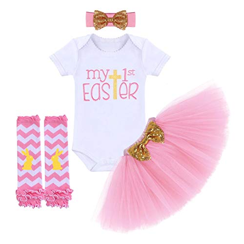 Image of Baby Girls 1st Christmas Easter Valentine's Day Outfit Romper Tutu Skirt Headband Leg Warmers Clothes for Photo Shoot