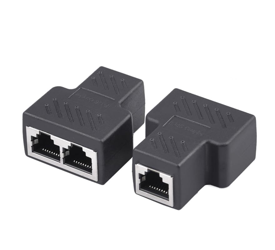 Image of RJ45 Ethernet Cable Splitter Network Adapter, 1 Female to 2 Female LAN Ethernet LAN Network Extension Splitter Cable for Cat 5, Cat5e, Cat 6,Black 1 Pack