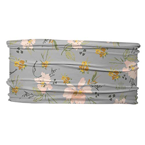Karma, Thin Headband for Women, Fabric Headband and Stretchy Hair Scarf, Antique Gray Floral