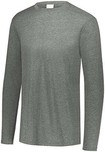 Augusta Sportswear Boys Tri-Blend Long Sleeve Crew, Grey Heather, L