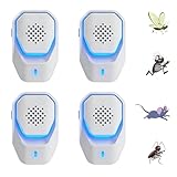 AILEDA Antizanzare Ultrasuoni 4 Pack, Professionale Repellente Ultrasuoni per Topi da Interno Dissuasore per Zanzare, Topi, Ratti, Insetti, Scarafaggi, Cimici, Formiche, Ragni