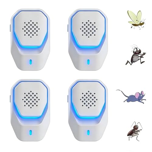 AILEDA Antizanzare Ultrasuoni 4 Pack, Professionale Repellente Ultrasuoni per Topi da Interno Dissuasore per Zanzare, Topi, Ratti, Insetti, Scarafaggi, Cimici, Formiche, Ragni