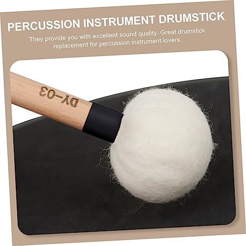 Juego de 2 baquetas de percusión con cabeza de fieltro y mango de madera miniatura 5
