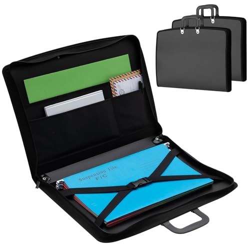 Image of Dunzoom 2 Pack 11x17 Portfolio Folder for Artwork Storage, Art Portfolio Case, Painting Document Organizer, with Handle and Zipper Closure, Oxford Cloth Edge Frosted, Black