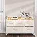 mDesign Wide Dresser Chest with 5 Removable Fabric Drawers - Furniture Storage Unit with Steel Frame and Wood Top for Bedroom, Office, Home Organization - Cream/White