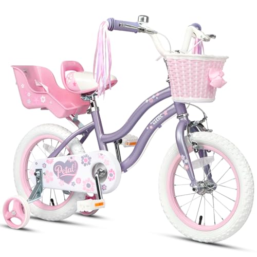 Glerc Vélo pour Enfants 16 Pouces pour Filles de 4 à 7 Ans, Style Princesse avec Glands de Guidon...