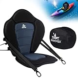 Kayak Seat with Back Support Universal, Folding Paddle Board Seat for Inflatable Kayak, Canoe, SUP, Fishing Boat | Detachable Storage Bag & 4 Quick-Release Adjustable Straps (Standard Cushion)