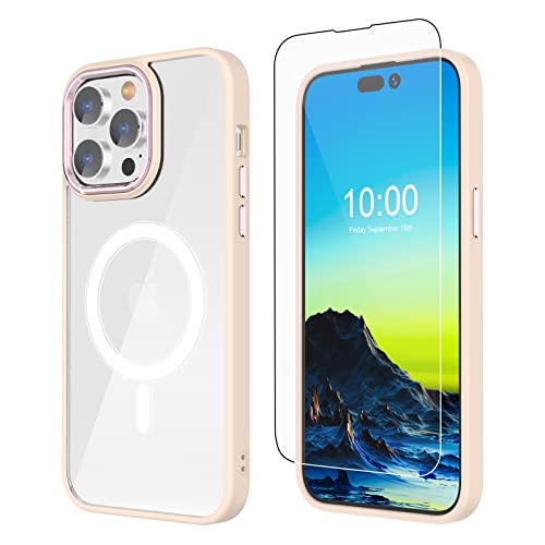 Coque iPhone 14 Pro rose doré MagSafe avec protection écran 6,1"