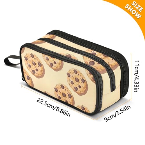 Image of Bolaz Chocolate Cookies Pencil Case Large Capacity Pen Bag with Compartment Students Stationery Organizer Pencil Pouch Marker Case for School Office Work