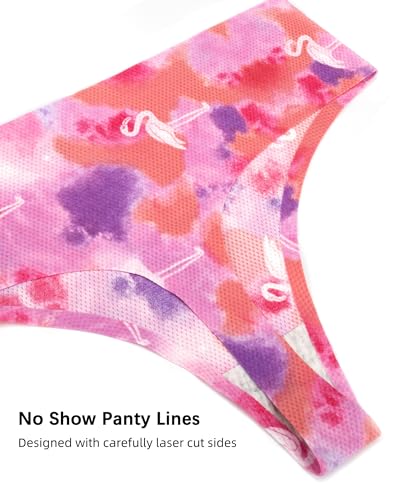 Image of voenxe Seamless Women Underwear Thongs,High Waisted Cut No Show Ladies Panties,Breathable Comfortable Briefs Undies,5-Pack, X-Large, Pattern