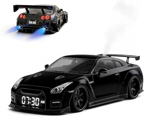 Image of Hypercar Alarm Clock- Realistic Engine and Light Effects, Sports Car Desk Clock with Realistic Engine Sound & Light Effects, Race Cars Style Digital Alarm Clockd for Home Decor (Black)