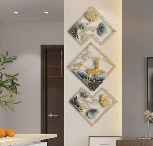 Image of FUNTEREST Handcrafted Metal Wall Decoration|Decorative Wall Hanging Art Decor Leaf Sculpture For Living Room Bedroom Office&Entryway, 55 Cm