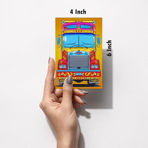 Image of SiddArtify Vibrant Truck Art Print Set - Set of 2-4x6 Inch - Board (Pack of 6) - Sticker (Pack of 6) Wall Room Decoration art Poster Prints