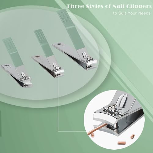 ETTA Manicure Set, 18pcs Nail Clippers Pedicure Kit with PU Leather Case Nail Care Kit Professional Tools Gift for Women Wife Girlfriend Parents (Green and Black) - Image 7