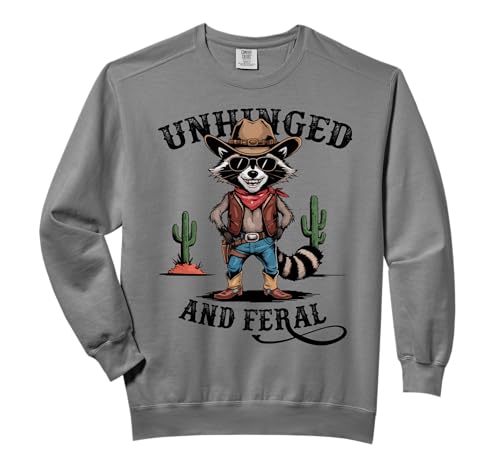 Unhinged Feral Raccoon Cowboy Men Toddler Funny Trash-Panda Comfort Colors Adult Sweatshirt