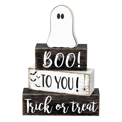 Yjkedfh Halloween Träbordsskylt Med Spökedesign,Halloween Dekoration Träskylt Spöke Bordcenterprydnader - Partydekoration Skräckinpirerad Skrivbordsdekoration till Bokhylla Entré