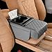 Car Armrest Cushion, Car Center Console Cover, Leather Armrest Cover for Car, Universal Middle Console Cushion with Storage Box, Cup Holder, Phone Slot, Waterproof Interior Accessories (Light gray)