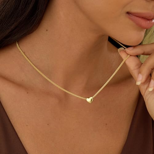 the City Gold Necklace for women, 14K Gold Plated Hypoallergenic Dainty Love Heart Pendant Necklace for Women Trendy, Paperclip Chain Choker Valentines Gifts Fashion Accessories Jewelry Gifts for Her3
