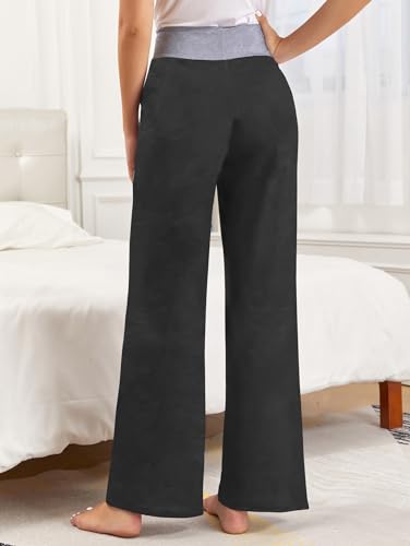 Image of iChunhua Women's Comfy Stretch Floral Print Drawstring Palazzo Wide Leg Lounge Pant
