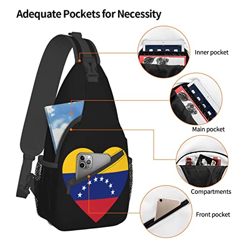Mochila cruzada unisex Love Venezuela negra miniatura 5