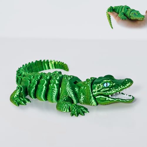 MildLion 3D Printed Alligator - Articulated Models Figurine- Flexible Joint Animal Models - Surprise Gifts for Fidget Enthusiasts and 3D Printing Fans- Green