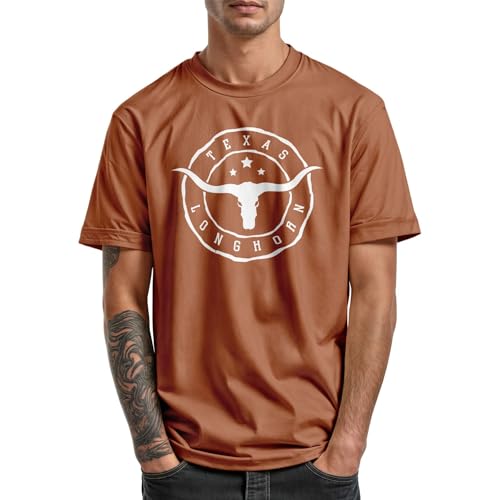 Texas Longhorn Logo Tshirt for Men, Unisex Short Sleeve Top, Classic Crewneck Top2