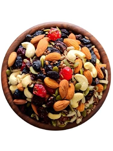 Image of Mixed Nuts & Seeds |1 KG | Trail Mix | Dry Fruit Mix with Foxnut, Dates, Almonds, Walnuts, Cashews, PumpkinSeeds, Green Raisins, Sunflower Seed, Dried Apricot, Flax Seeds, Zahidi Dates, Dry Khajoor, Black Raisins, Amla & 10 in 1 Berries | Healthy Snack Mix For Daily Use |16+ Dried Fruit Mixed |Pack Of 2 X 500 Grams |