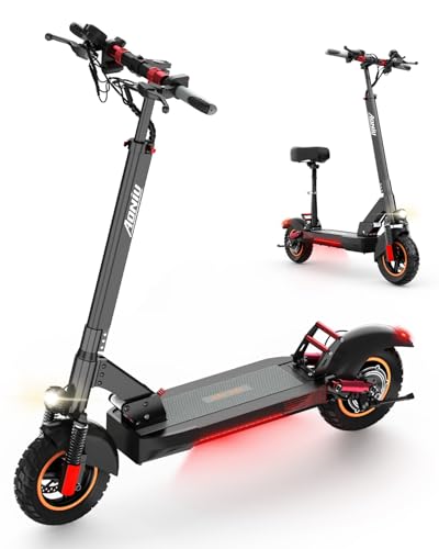 Aoniu m4 Electric Scooter for Adults with seat 25-30 mph Fast Speed Heavy Duty 300+ lbs 10 inch Off Road Foldable e Scooter Mobility e Scooters for Girls Men Teens 31-37 Miles Long Range Bike.