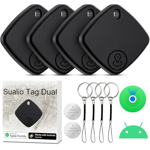 Air Tracker Tags Smart Tag Android of iOS,Smart Tracker 4er,Compatibel met Apple Find My of Google Find Hub,Vervangbare Batterij Bluetooth KeyFinder,Bagage, Tassen,Sleutels,Geldbeurzen