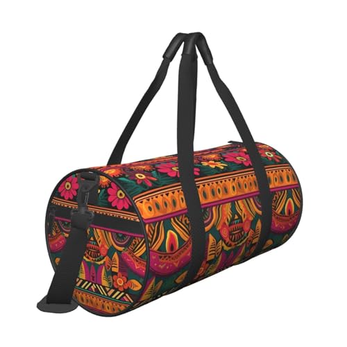 Mexican Folk Art Boho Duffle Bag for Men Women - Carry on Overnight Bag Travel Duffel Tote Bags Yoga Gym Bags Waterproof Weekender Bag Large Luggage Bag with Adjustable Strap2