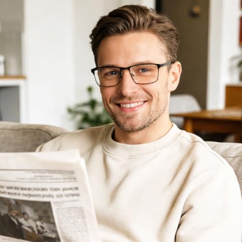 Eyecedar 5-Pack Reading Glasses Men Metal Frame Rectangle Style Stainless Steel Material Spring Hinges Includes Computer Readers +1.50