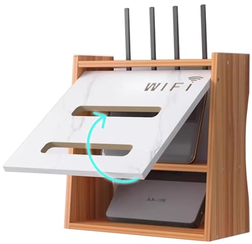 PUIOTEAI Scaffale per router, ripiani da parete, organizer da scrivania per router WiFi, armadio di archiviazione WiFi da parete, scatola per cavi di alimentazione domestica per camera da letto