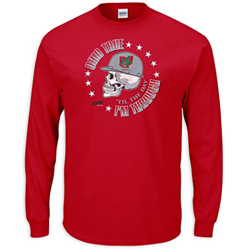 Ohio True Skull T-Shirt for Ohio State College Fans (SM-5XL) (Red Long Sleeve XX-Large)