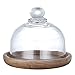 Käseglocke Mit Bambus Und Glasunterteller, Holz Tortenplatte Glasglocke Glas Käseglocke Kuchenglocke Tortenglocke, Glashaube Käsebehalter Holz Serviertablett Für Miniatur Ornament Dessert Ständer