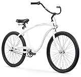 Firmstrong Bruiser Man 3-Speed Beach Cruiser Bicycle, 26-Inch, White