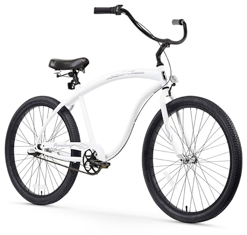 Firmstrong Bruiser Man 3-Speed Beach Cruiser Bicycle, 26-Inch, White,15157