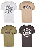 Tolles Regular Fit Kurzarm T-Shirt im 4er Set für Männer und Jungen mit fein gerippten Rundhalsausschnitt, geraden Saumabschluss und stylischen Artwork auf der Brust. Ideale Bekleidung zur Jeans, Short oder Chino.