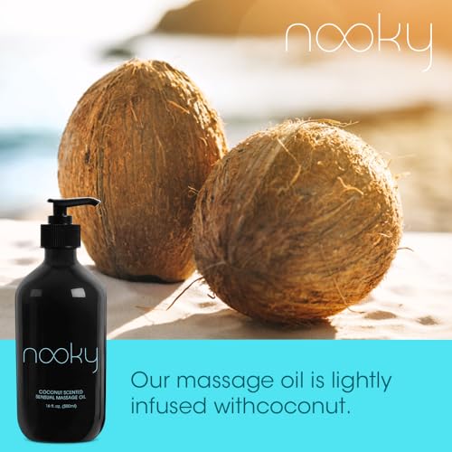 Nooky Massage Oil with Fractionated Coconut Oil for Massaging 16 Ounce (Coconut)