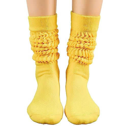 Image of DOOVID Slouch Knee High Cotton Long Scrunch Boot Socks for Women
