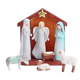 Juego de 8 piezas para cuna de Navidad en interiores, figuras de belén moldeadas, figuras pintadas a mano