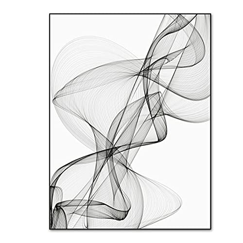 Noir et blanc abstrait lignes ondulées triptyque géométrique - 2