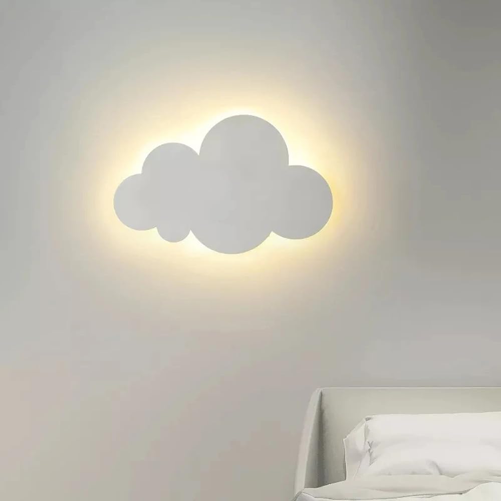 Partenopeautensili® Applique a led lampada per interno moderna luce da parete a muro lampada 9W 630 Lumen (NON E' A BATTERIA) illuminazione by universo (Nuvola, Cambia 3 tonalità luce Bianca)