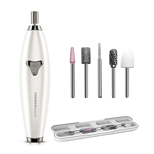 TOUCHBeauty Electric Nail File Drill Rechargeable 6in1 Manicure Pedicure set for Natural Acrylic Nails Long Press 5s Turn on, ±360° Dual-ways Rotation Travel Set 1733