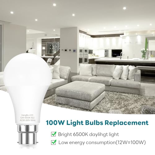 HengBo LED Bayonet Bulbs, 12W Equivalent 100W Halogen, 1200Lm, 6500K Daylight White 4-Pack — view 3