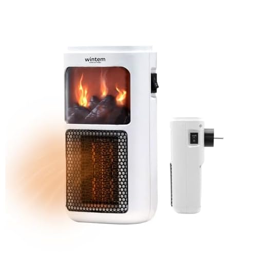 Wintem Mini Stufa Elettrica da Parete 400W con Effetto Camino - Comodo Display LED per un Controllo Facile e Intuitivo con Timer Programmabile di 12 Ore - Leggero e Facile da Spostare
